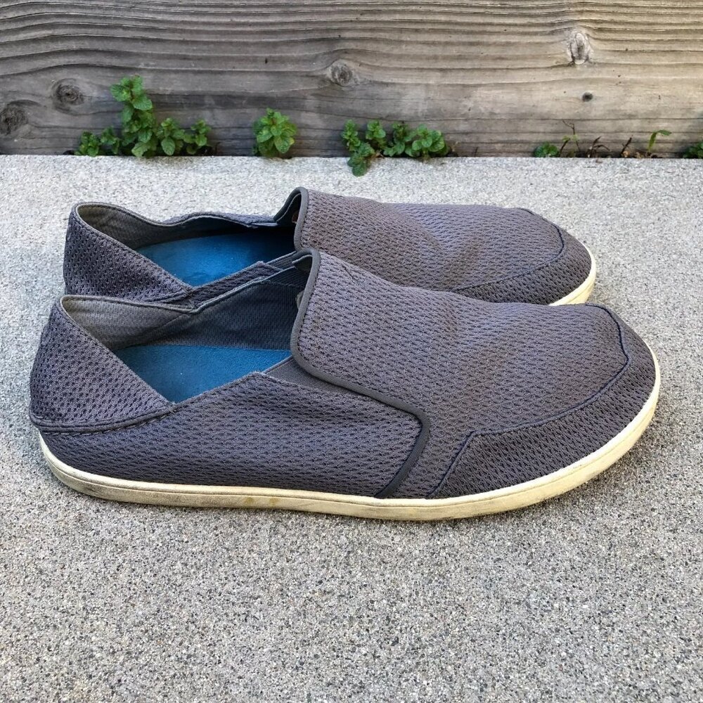 OLUKAI Wehi Nohea Mesh Slip On Shoes Men's 13 M Grey Mesh Sneakers Casual​​​​